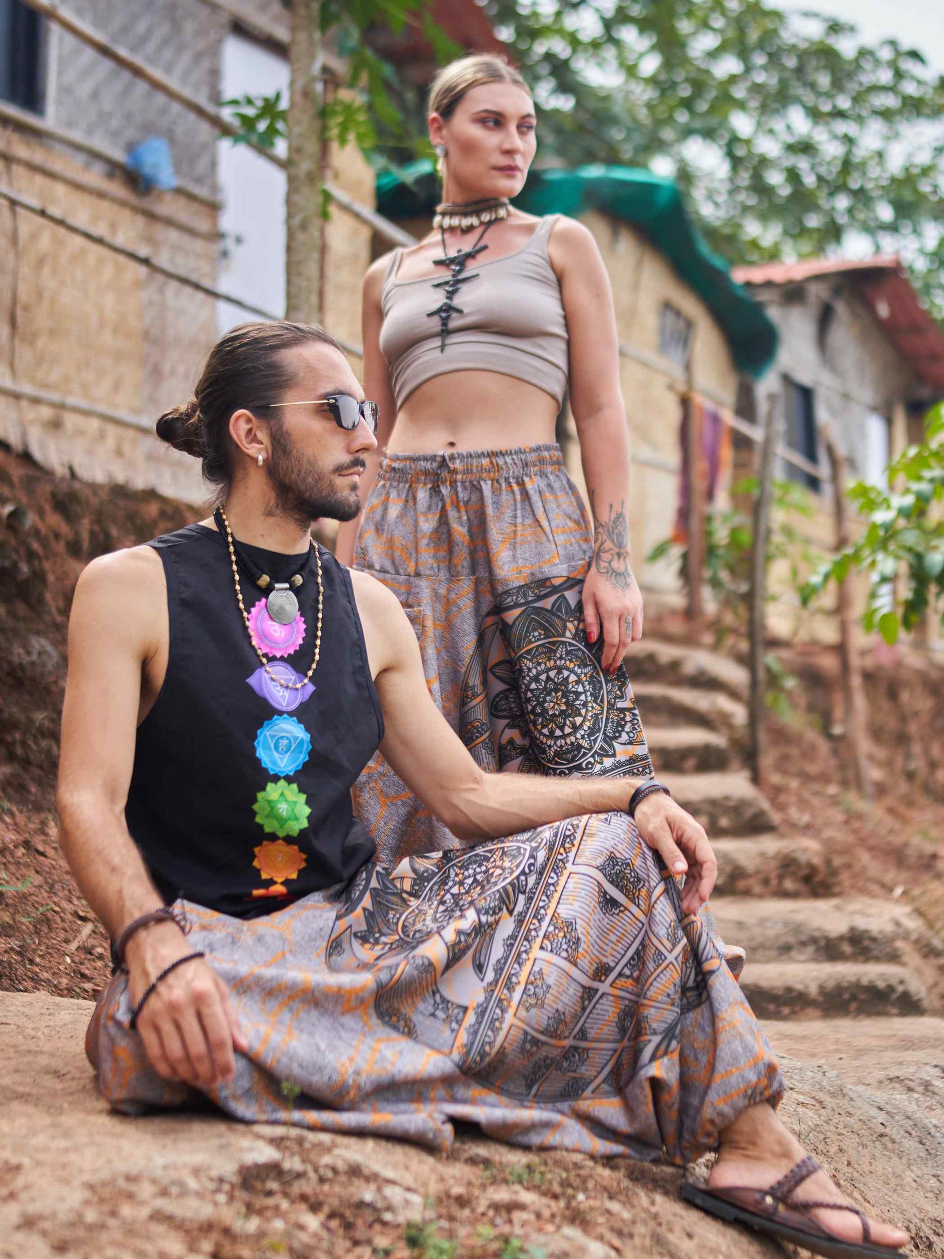 Buy Men's Tribal Mandala Print Balloon Aladdin Harem Pants For Travel Yoga Dance