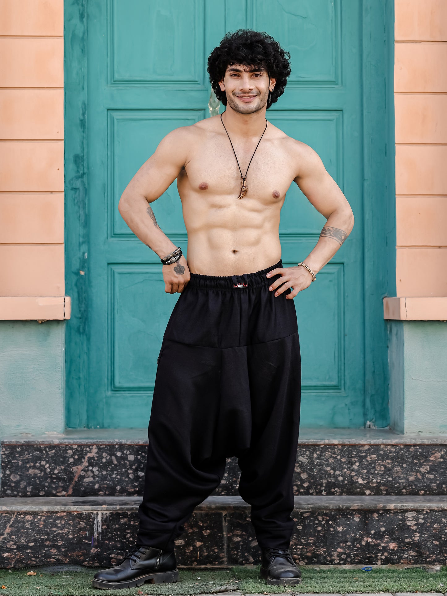 Men's Black Harem Pants For Travel Dance Yoga