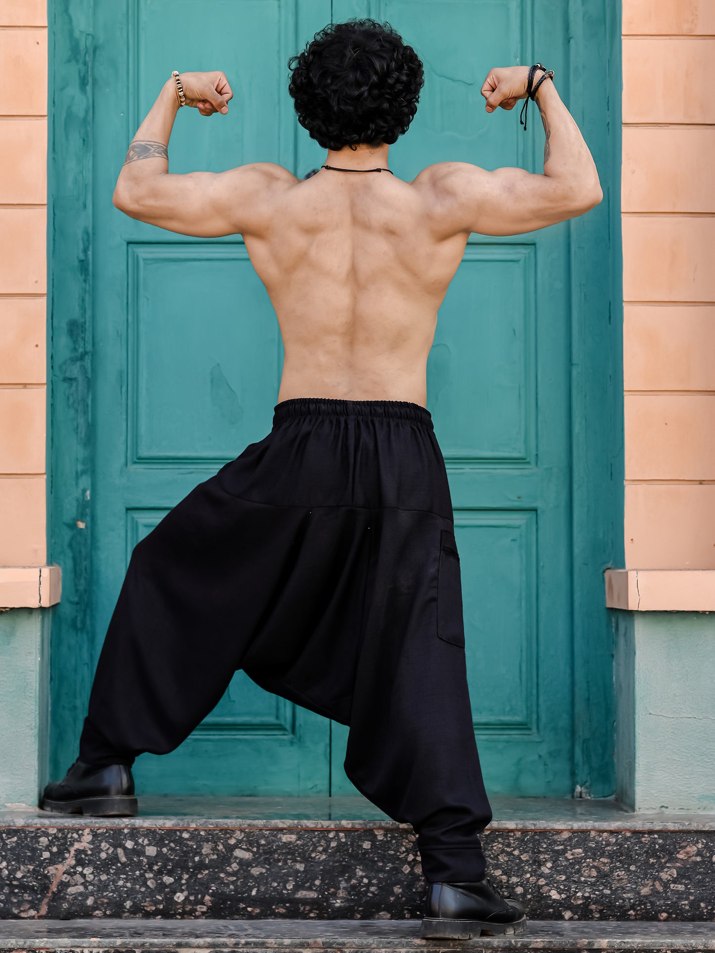 Men's Black Harem Pants For Travel Dance Yoga