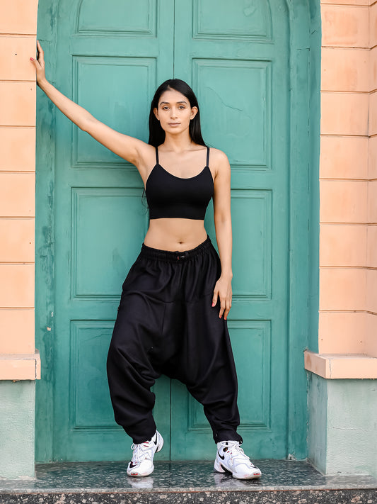 Women's Black Harem Pants For Travel Dance Yoga