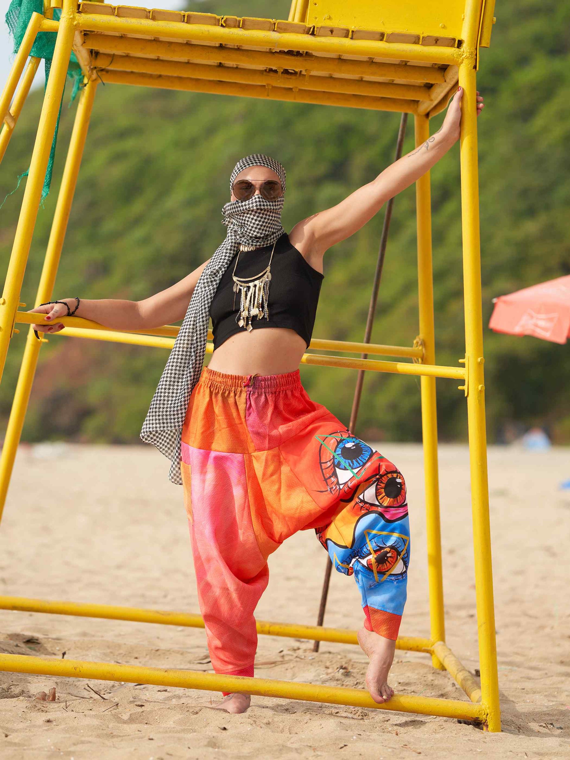 Buy Women's Eye Triangle Bohemian Hippy Harem Pants For Travel Dance Yoga