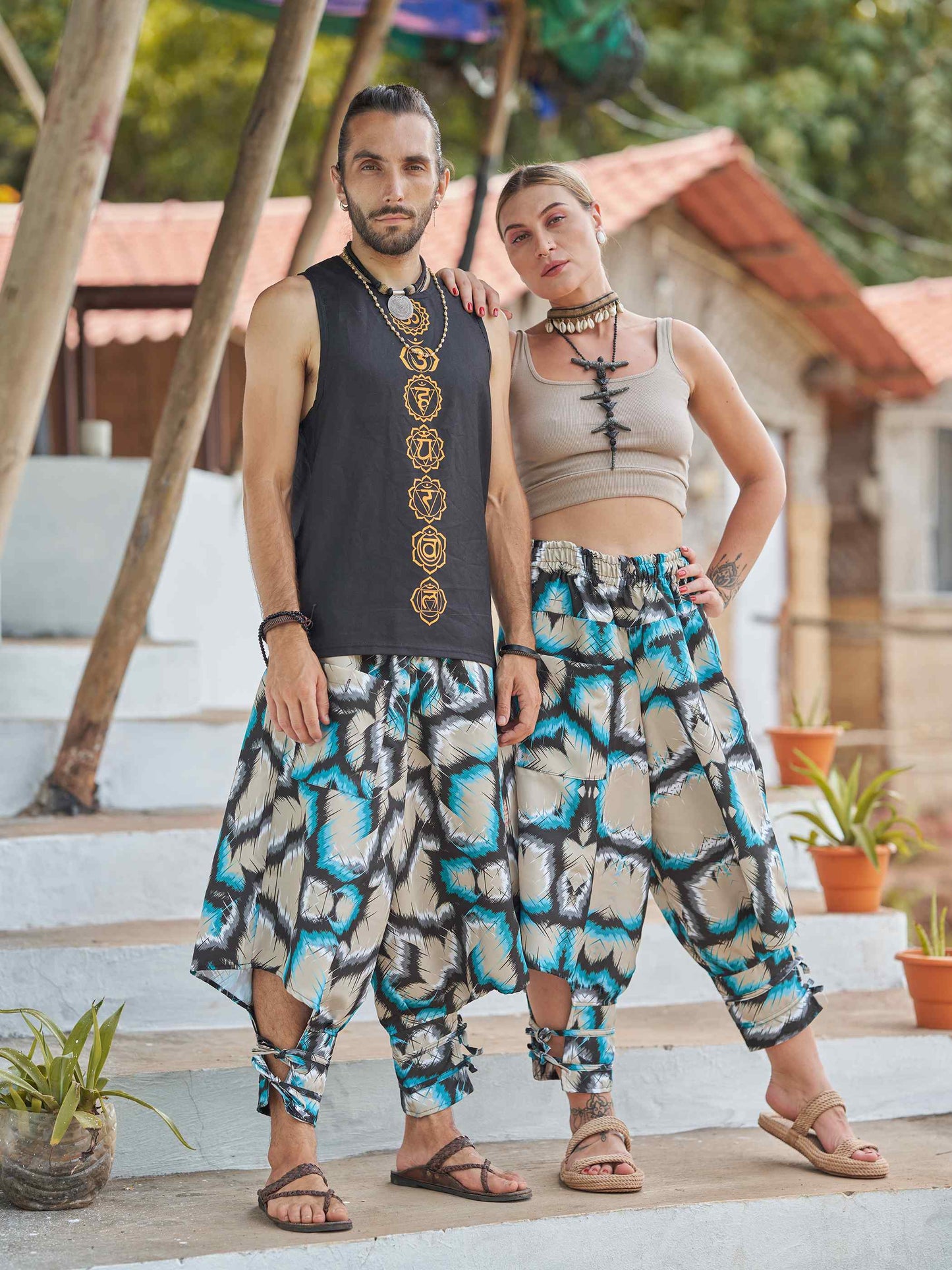 Buy Women's Tie Dye Look Bohemian Hippy Harem Pants For Yoga Travel Dance
