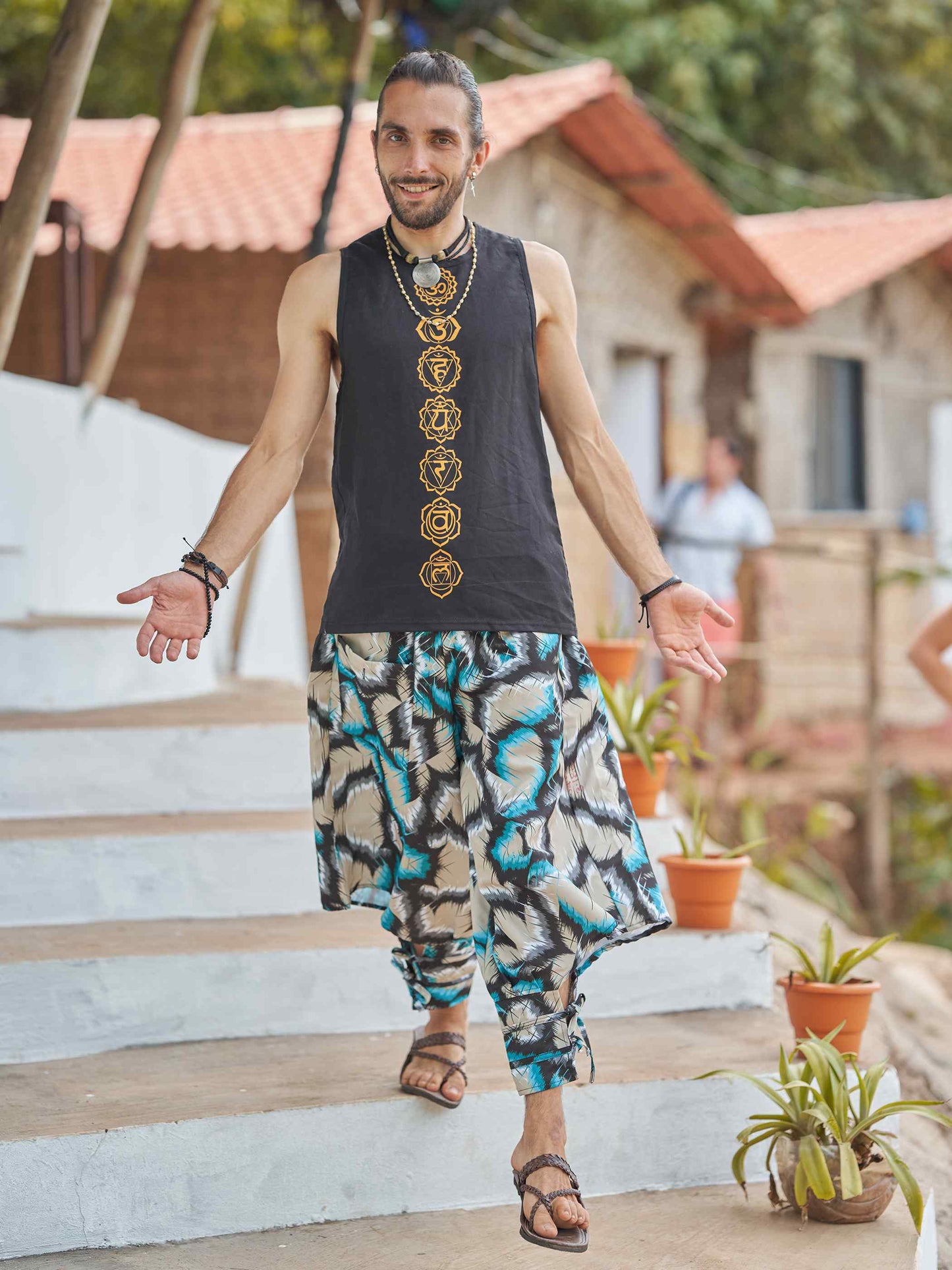 Buy Men's Tie Dye Look Bohemian Hippy Harem Pants For Yoga Travel Dance