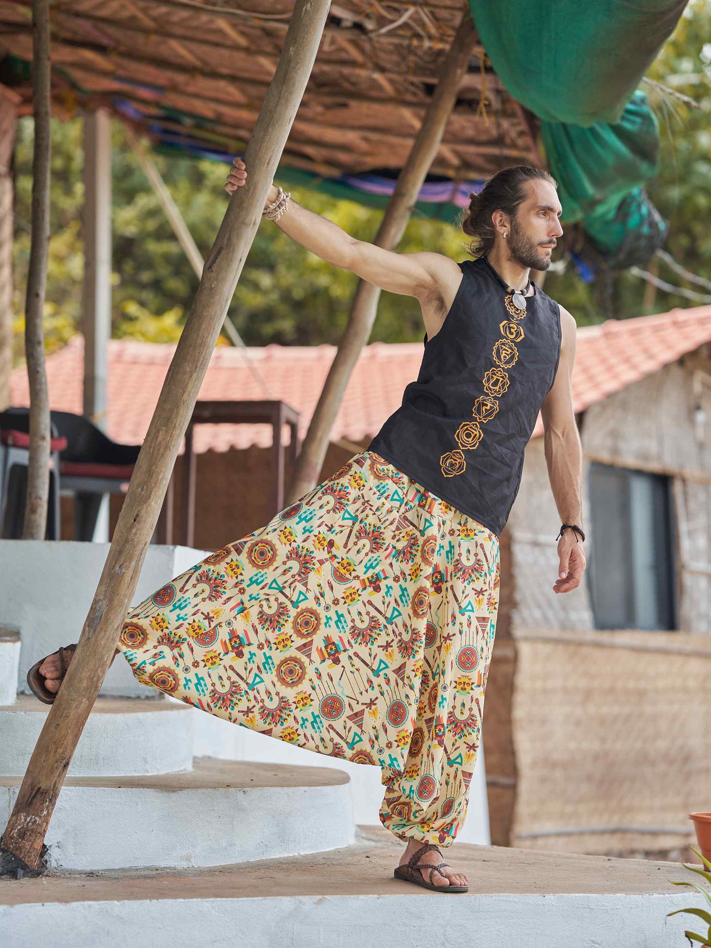 Buy Men's Tribal Genie Baggy Balloon Aladdin Hippy Harem Pants For Dance Yoga