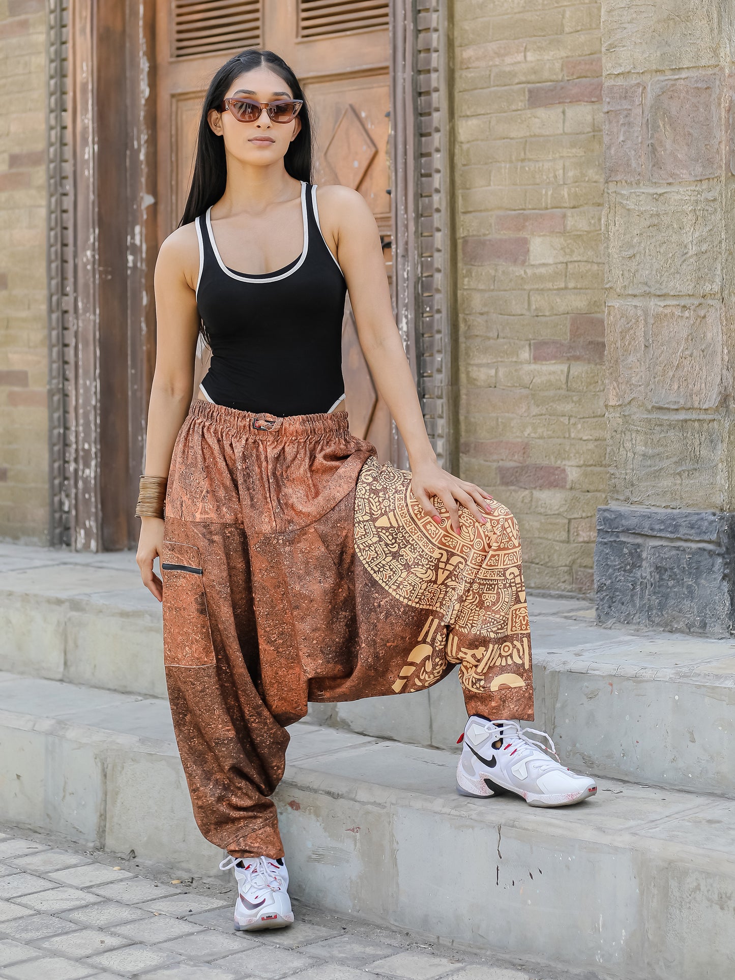 Women's Hippy Baggy Aladdin Dhoti Harem Pants For Travel Dance Yoga