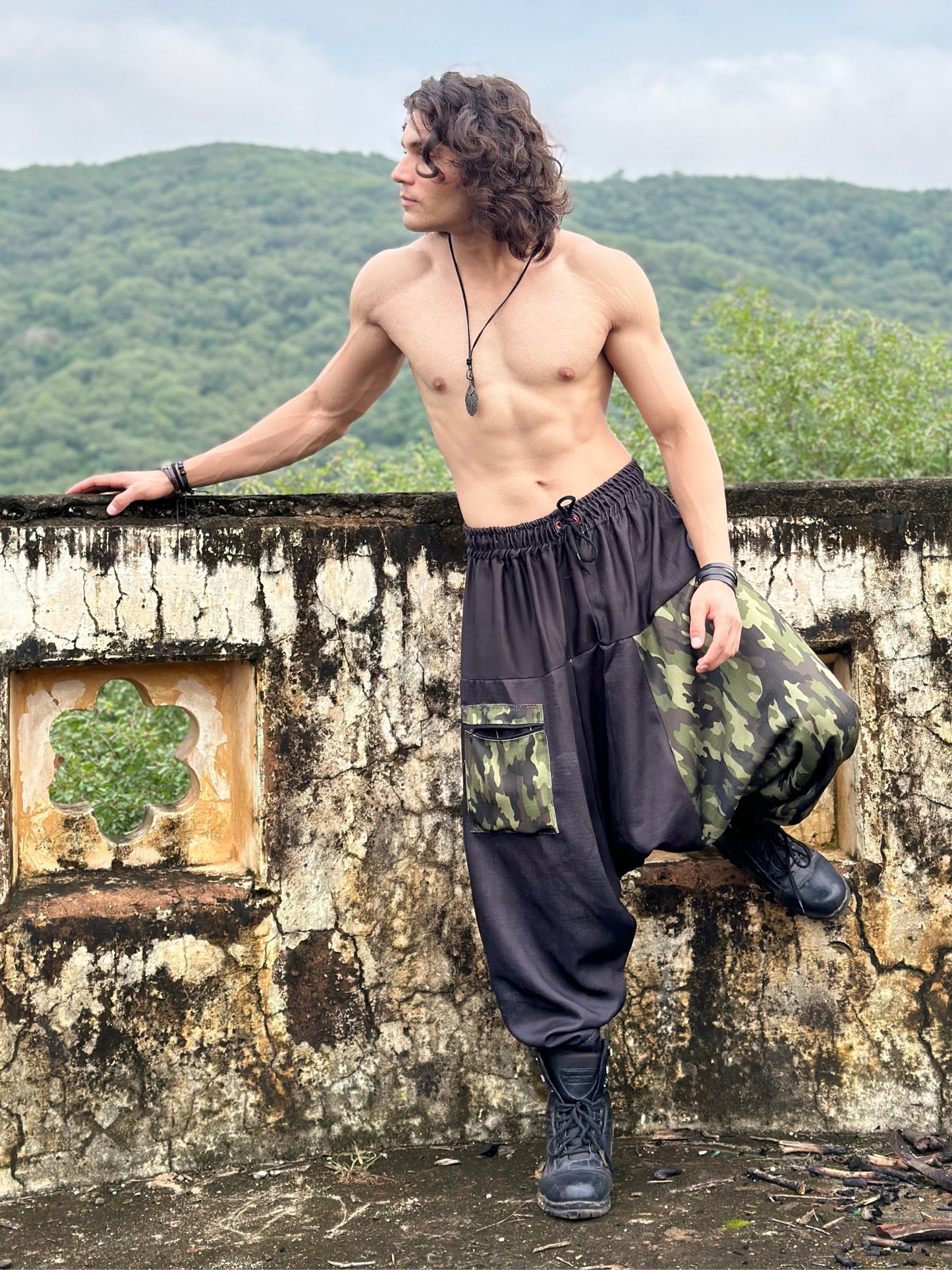 Men's Harem Pants For Travel Yoga Dance | Camouflage Military CAMO Print