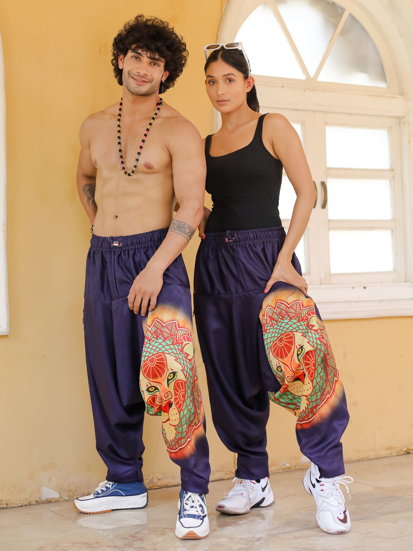 Women's Lion Print Baggy Aladdin Bohemian Harem Pants For Travel Dance Yoga