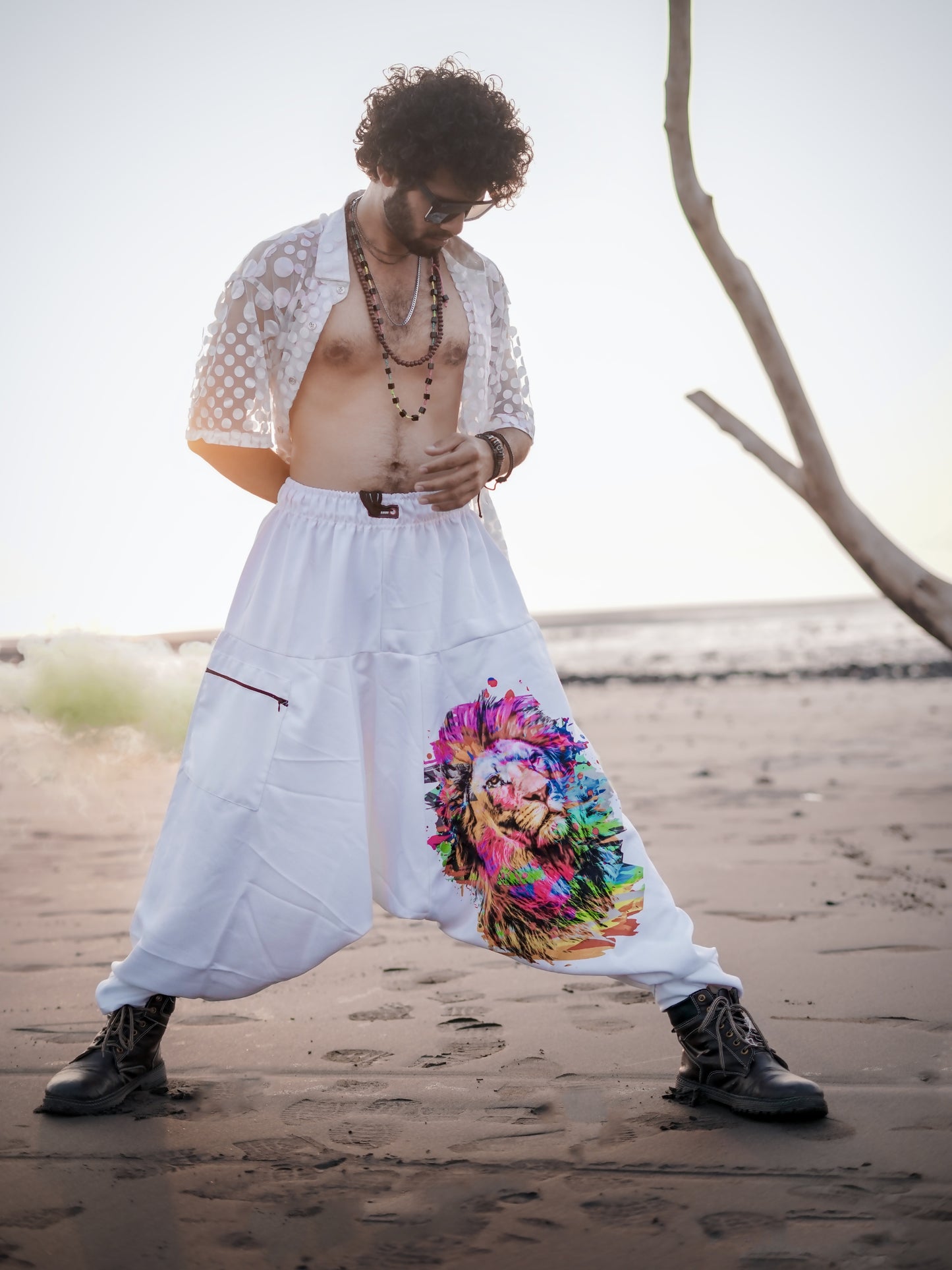 Men's Holi Party Special Lion Print Harem Pants For Dance Travel