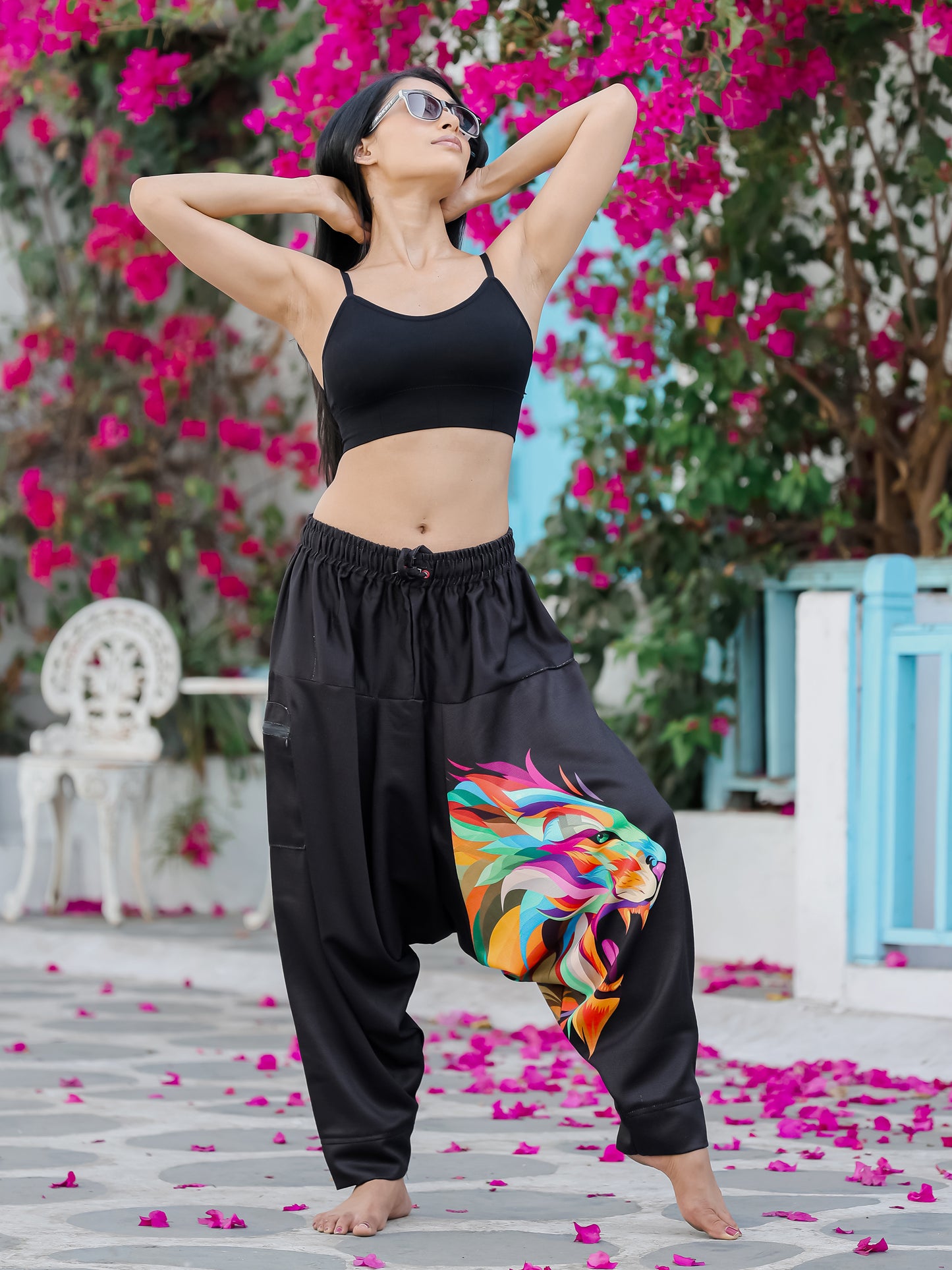 Women's Lion Print Baggy Aladdin Harem Pants For Travel Dance Yoga