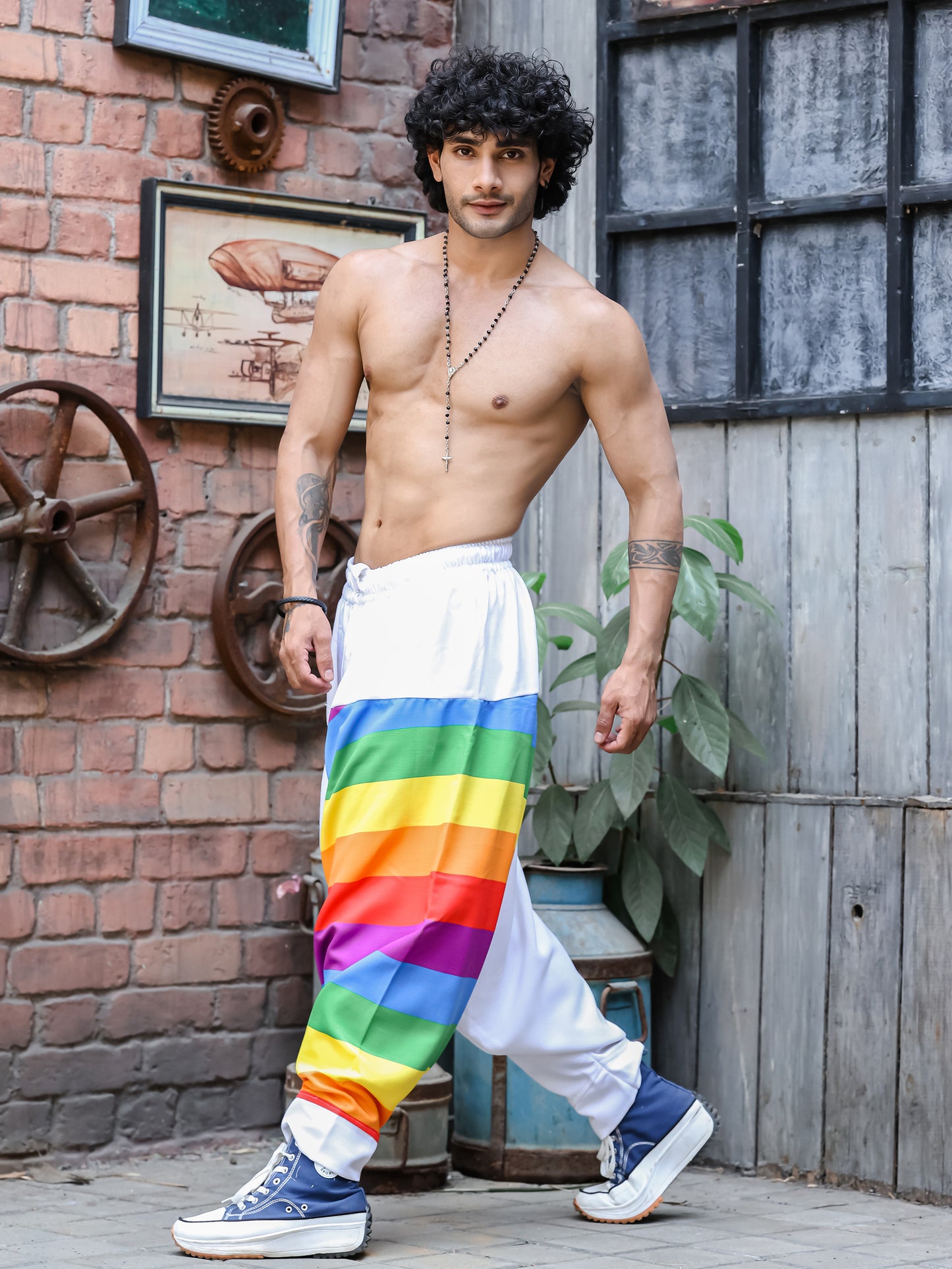 Men's Multicolored Rainbow Print Harem Pants For Travel Dance Yoga