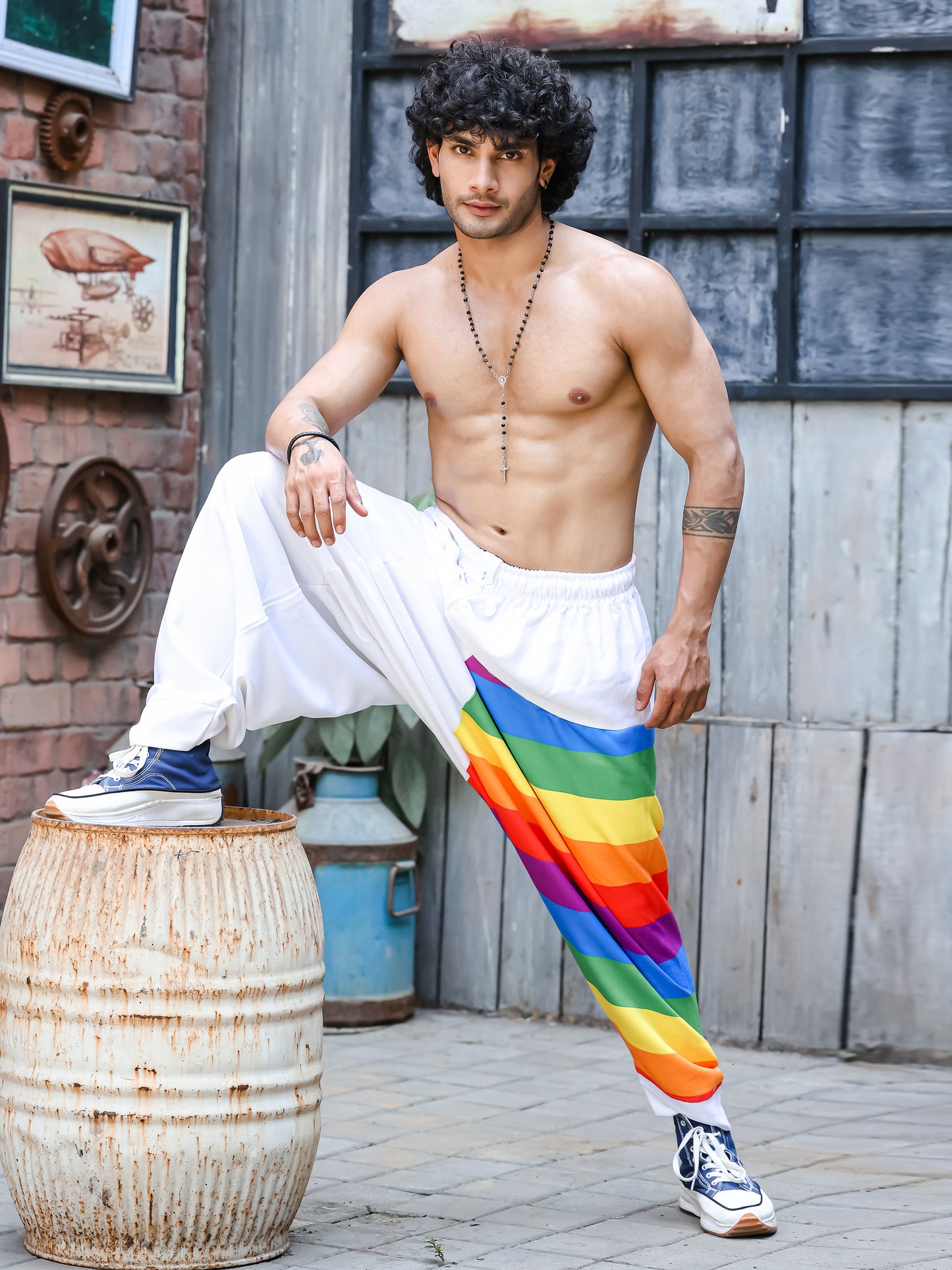 Men's Multicolored Rainbow Print Harem Pants For Travel Dance Yoga