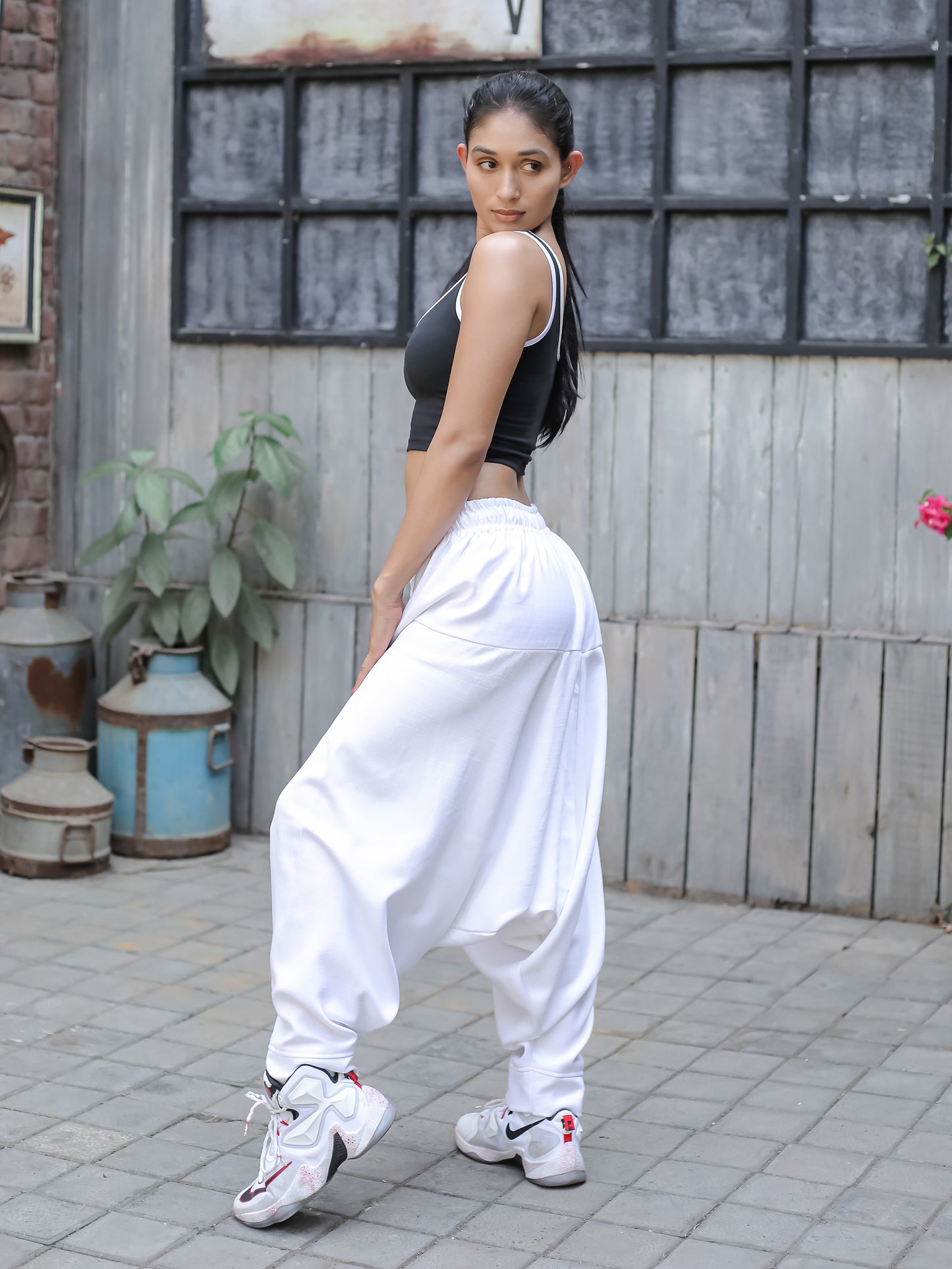 Women's  White Bohemian Hippy Harem Pants For Dance Travel Yoga