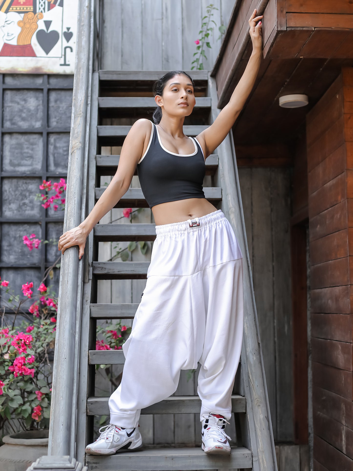 Women's  White Bohemian Hippy Harem Pants For Dance Travel Yoga