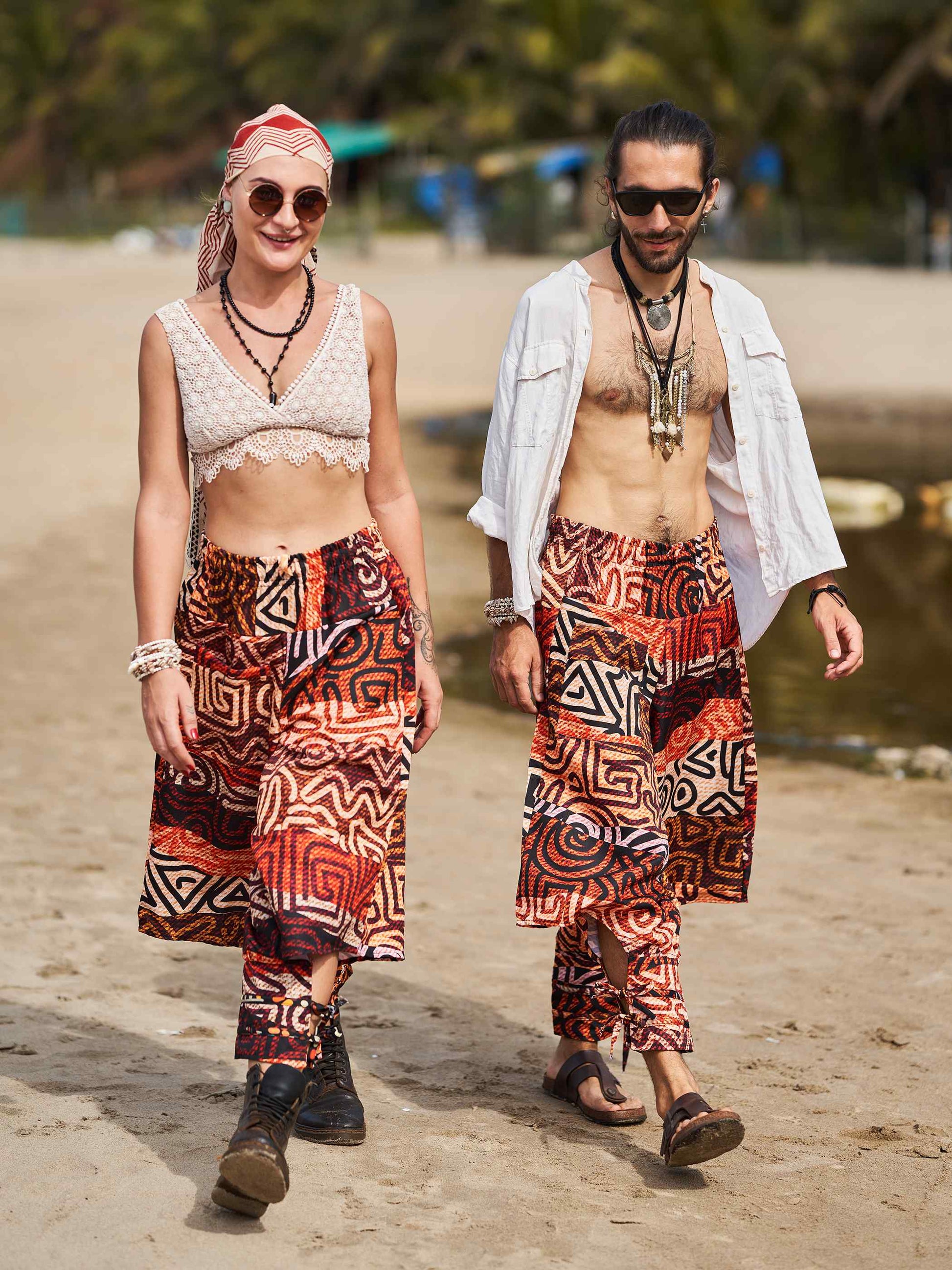 PRINTED RED BOHO Pants Women's Harem Yoga Pants Flowy Hippie