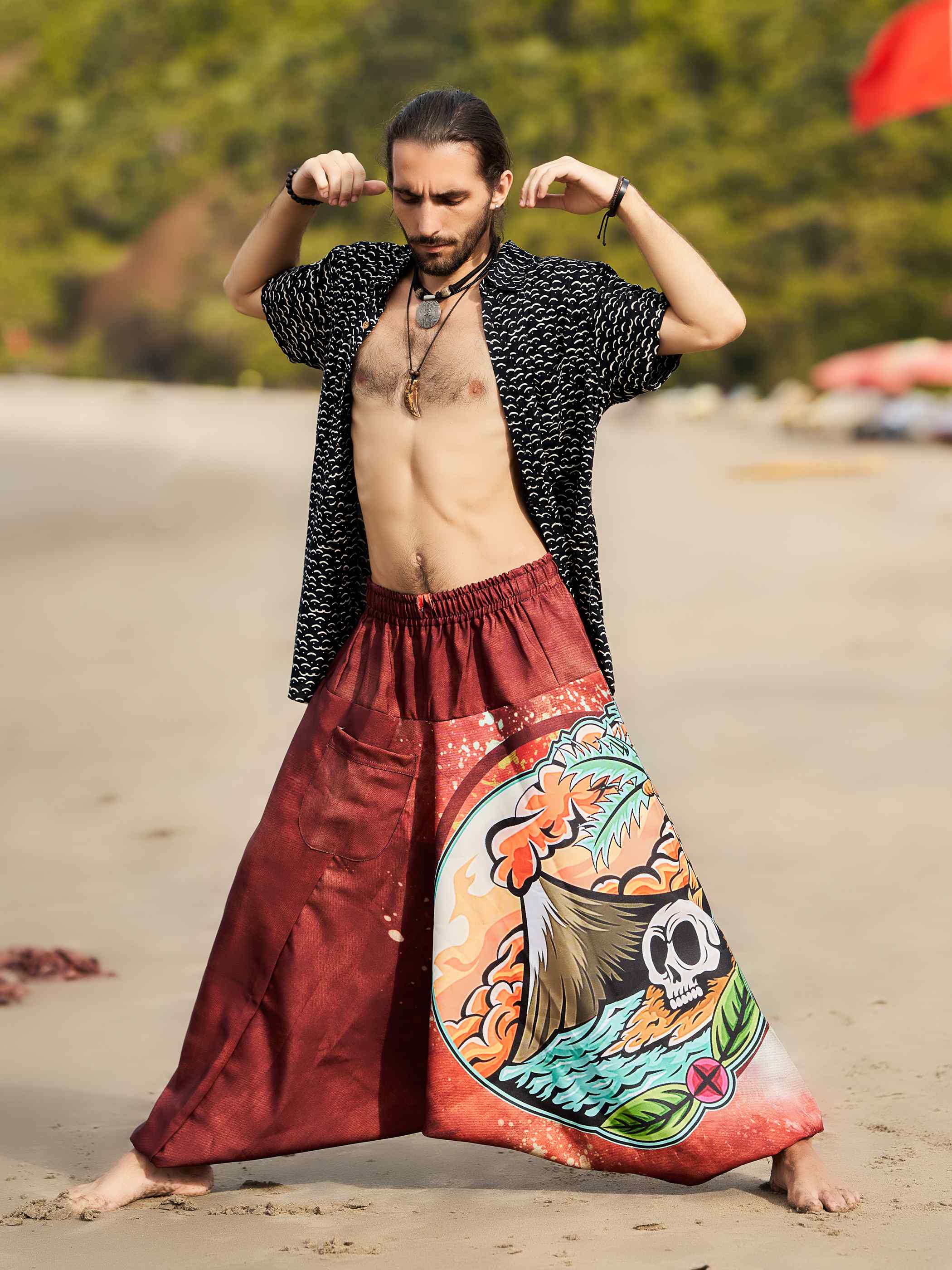 Buy Mens Mountain Inspired Print Baggy Balloon Aladdin Harem Pants   Enimane