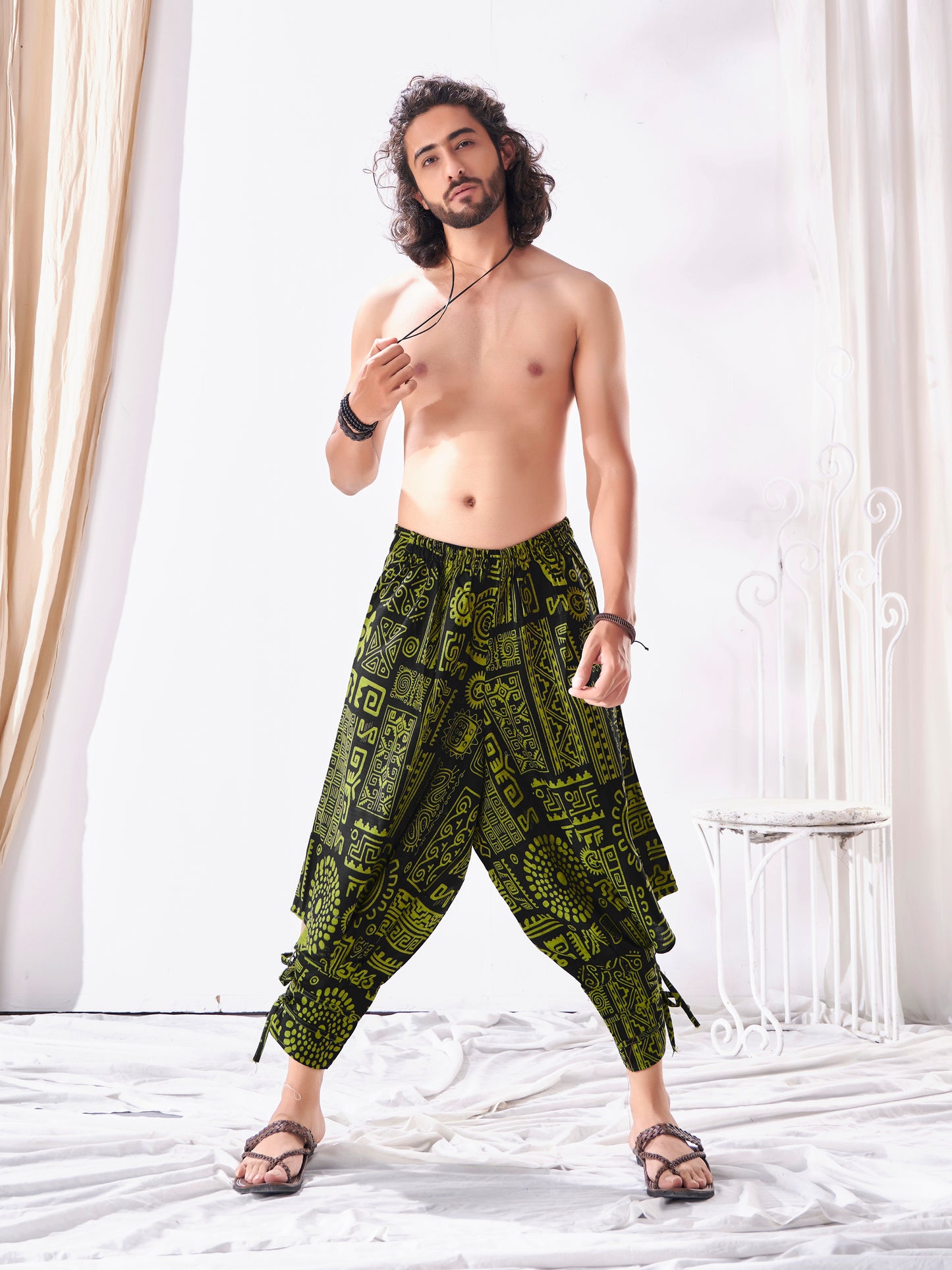 Buy Men's Arabic Neon Green Baggy Boho Hippy Harem Pants Unisex Yoga Dance Freesize Track Pant