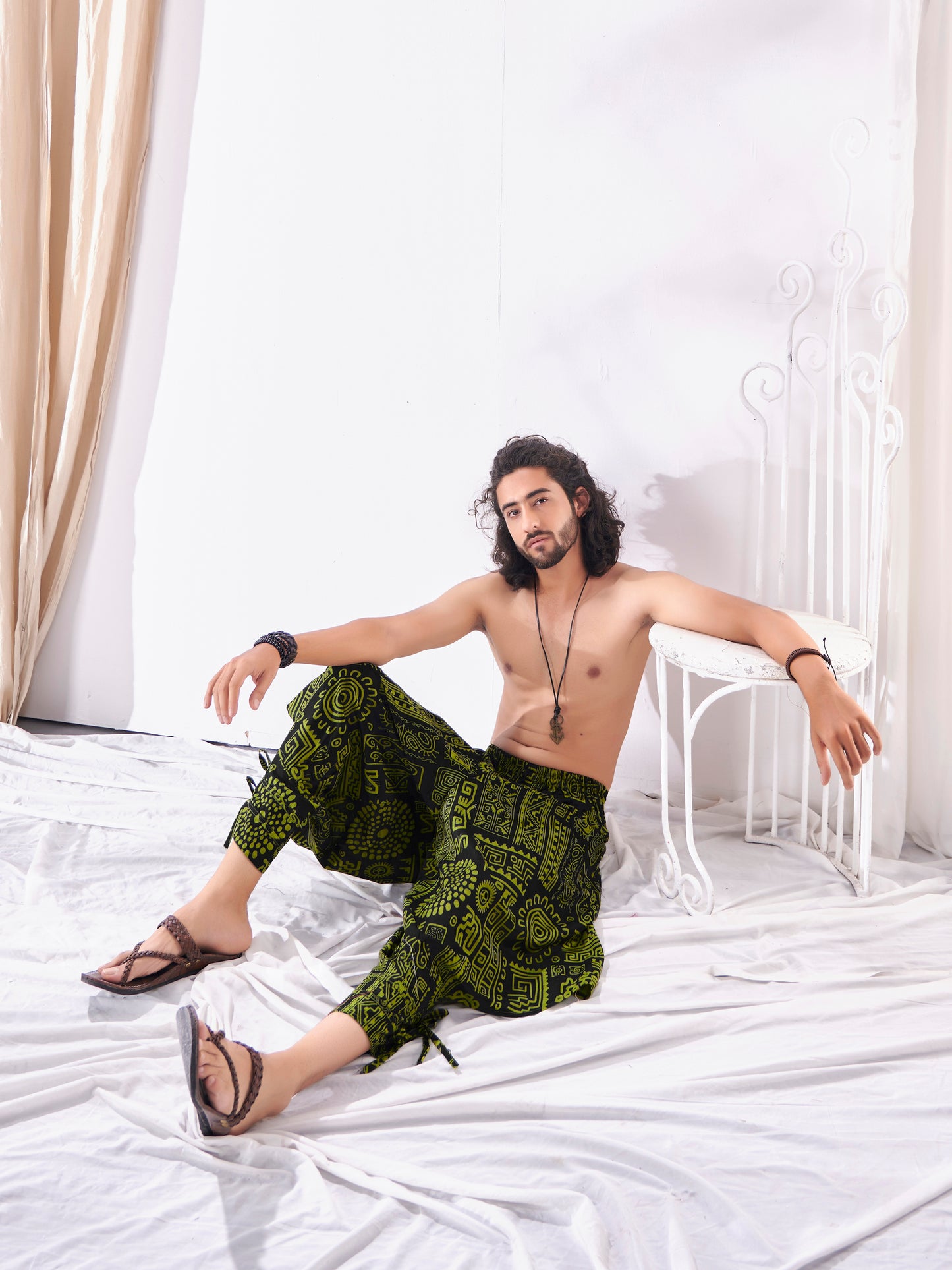 Buy Men's Arabic Neon Green Baggy Boho Hippy Harem Pants Unisex Yoga Dance Freesize Track Pant