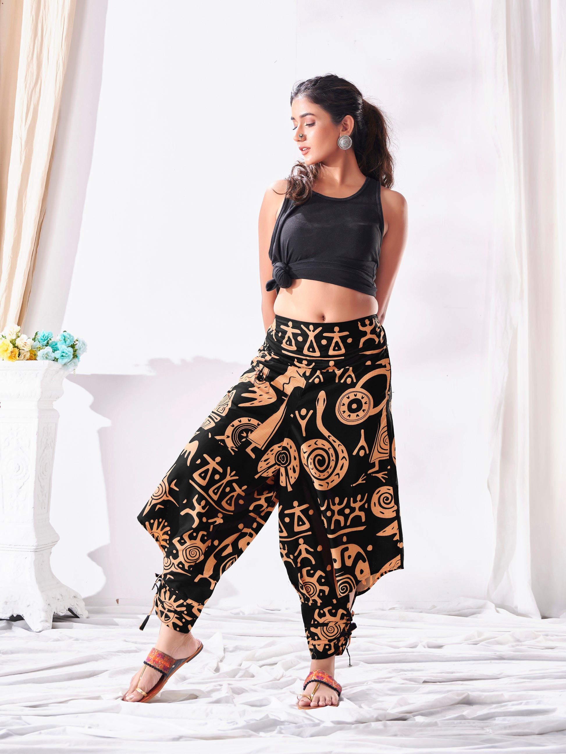 Boho Pants for Women Flowy Harem Yoga Pants Small to Plus Size Hippie  Clothes Bohemian Trousers Genie Aladdin Balloon Pants 