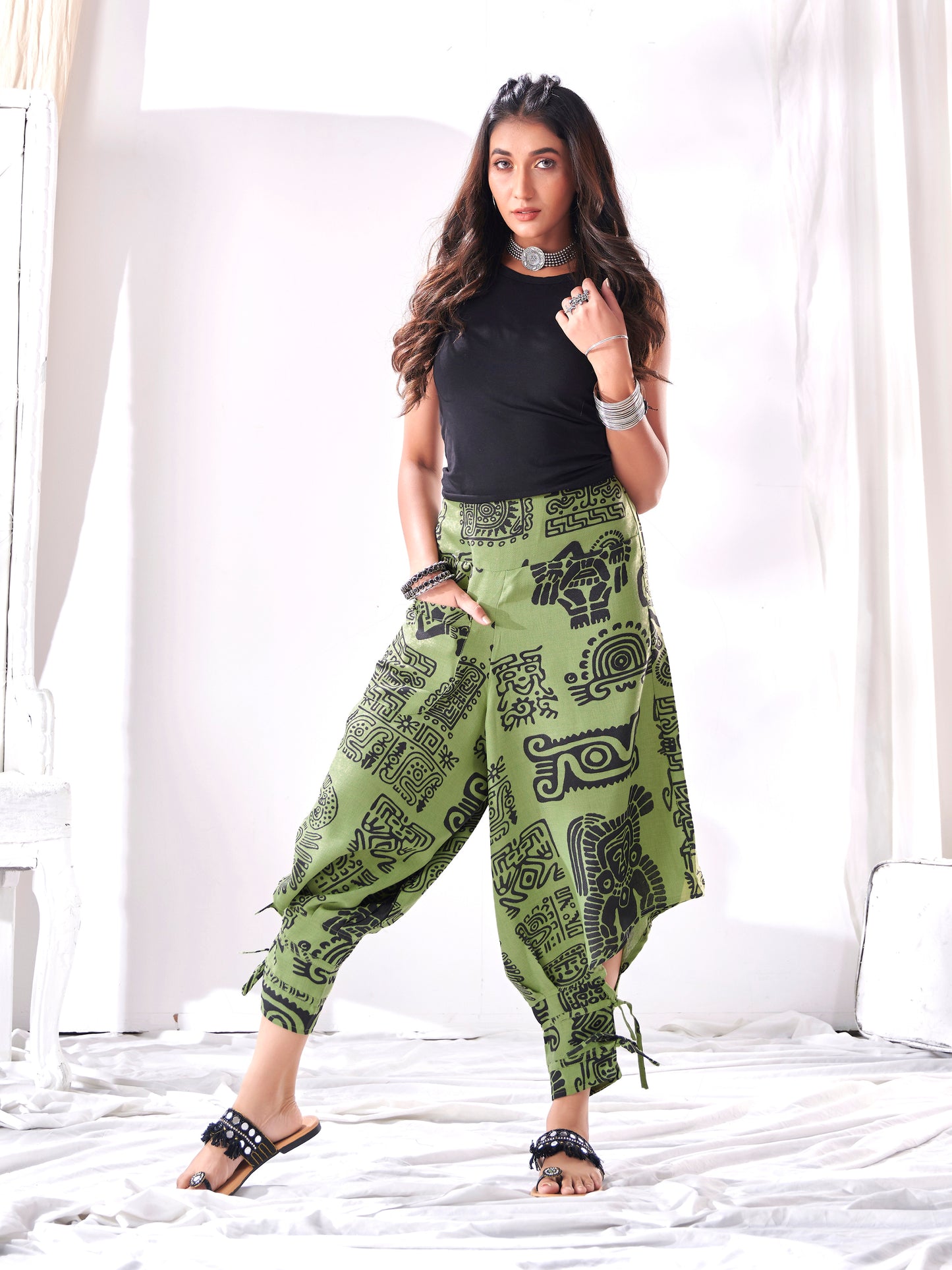 Buy Women's Arabic Boho Harem Balloon Pants For Yoga Dance Travel