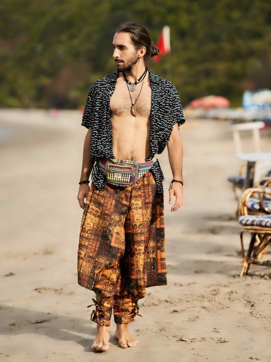 Buy Men's Traditional Vintage Print Hippy Boho Harem Unisex Pants For Travel